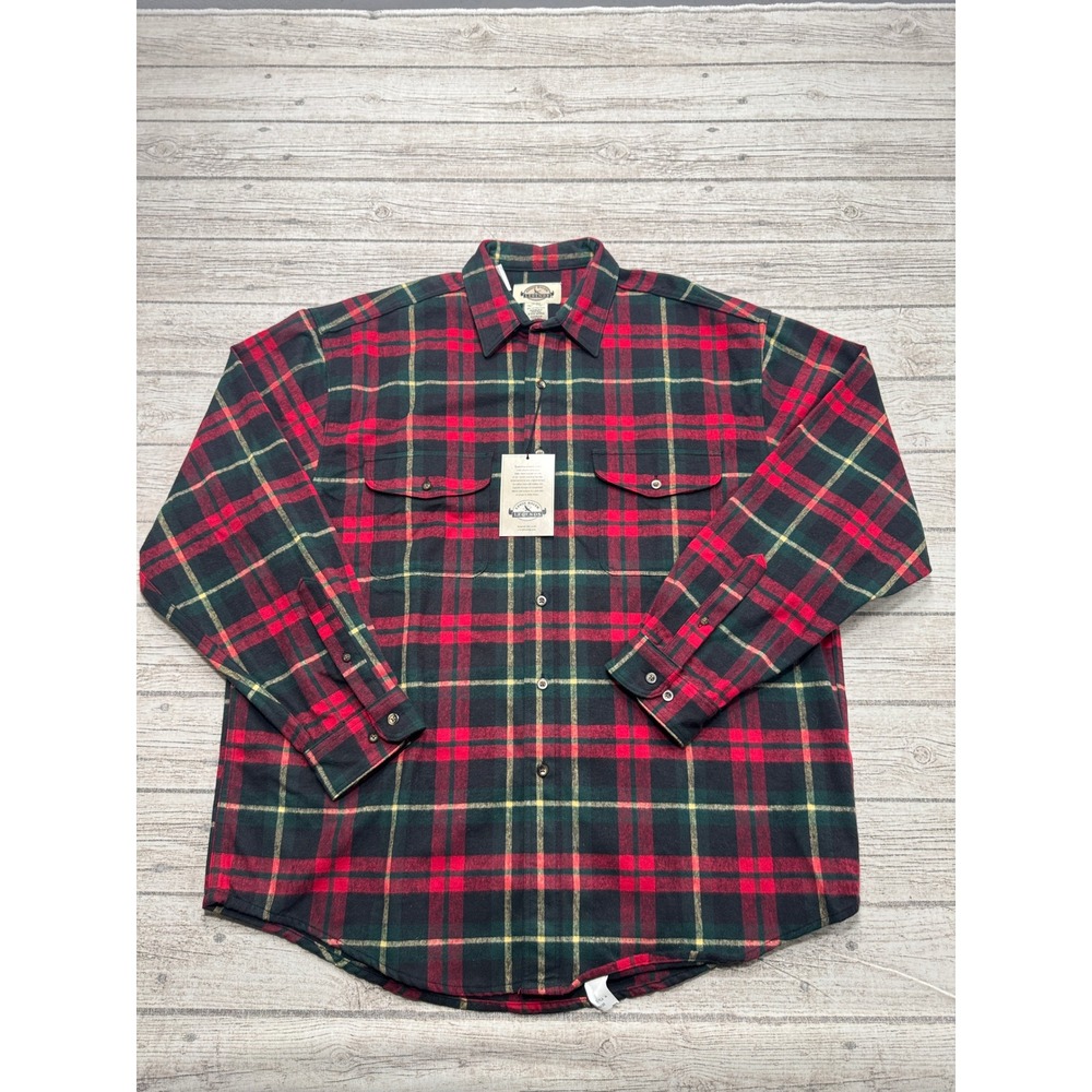 NEW Eddie Bauer x Legends Flannel Shirt Men's XL Red Plaid Button Down Deadstock
